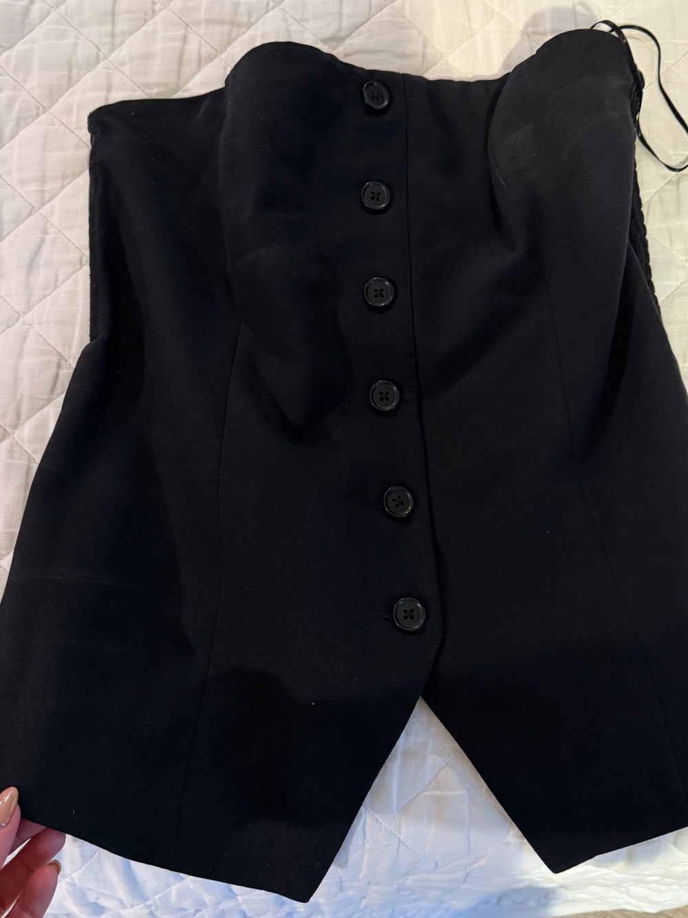 Abercrombie & Fitch Black Strapless Button-Front top